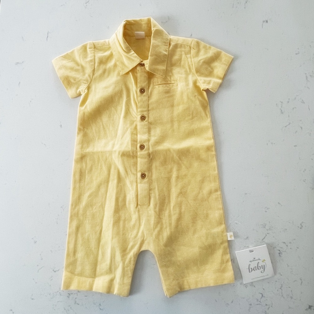 Hallmark Baby Yellow Button Down Romper Suit Size 6-12 Months NWT